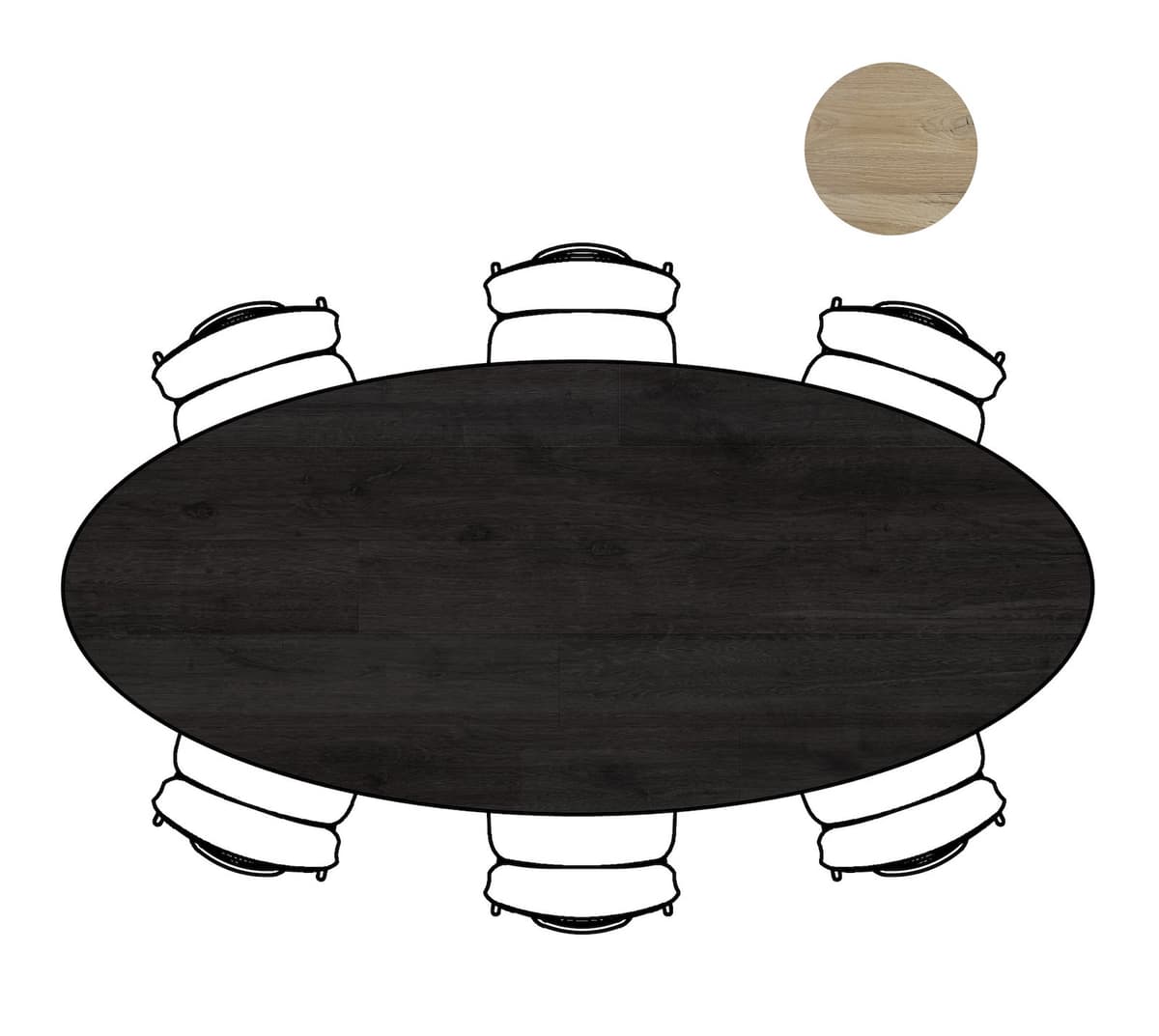 Tafel ellips 250x110 cp Arvada Centrale poot zwart Onyx - 3