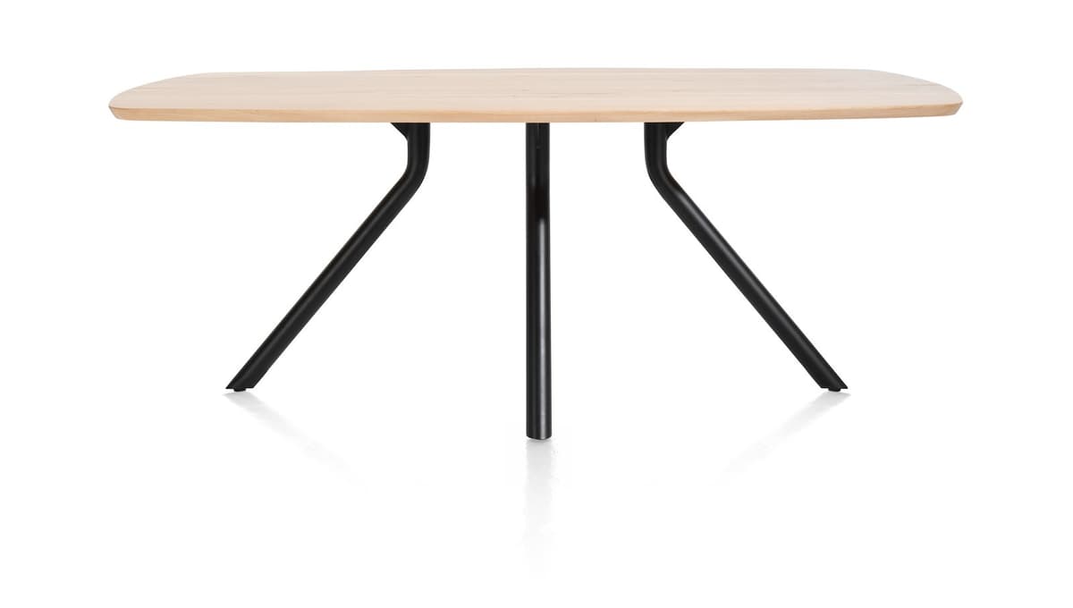 Tafel ovaal 160x100 cnp Arvada Centrale poot zwart natural - 1