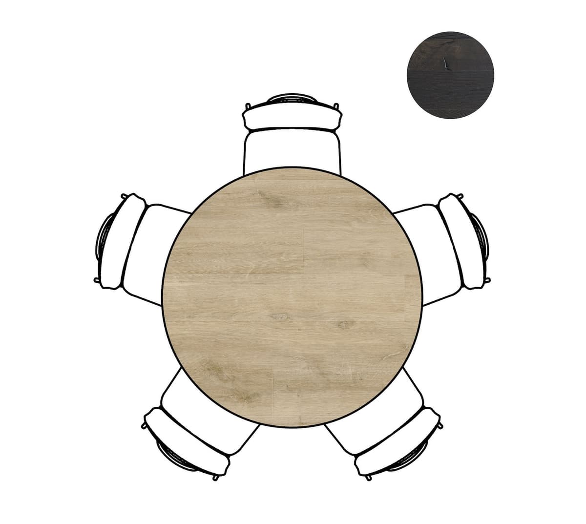 Tafel rond dia 125 cnpt Arvada Naturel Nebbia - 3