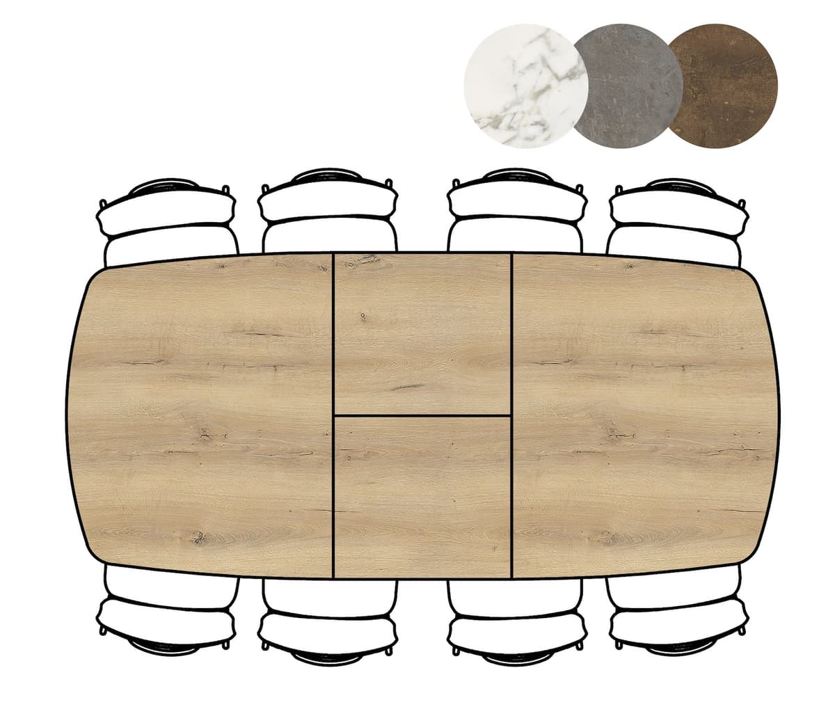 Tafel 110x180+60cm Masura Eiken - 11