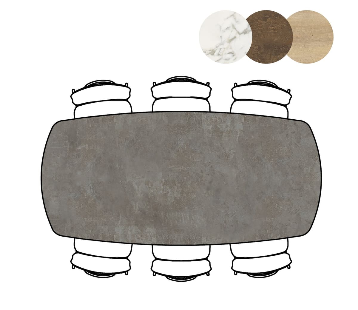 Bartafel ovaal 105x200 Masura Antraciet - 3