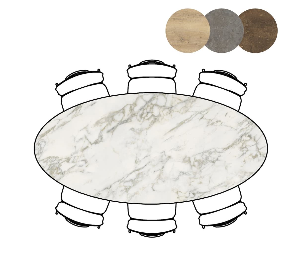 Tafel 105x220 ellips Masura wit - 3